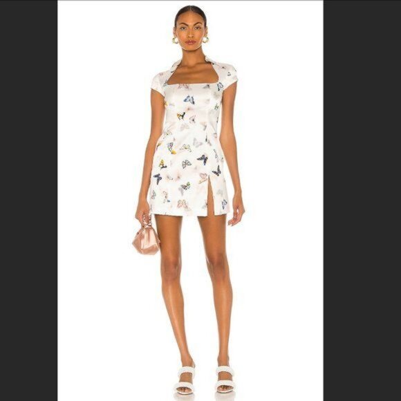 NWT Kim Shui White Butterfly Silk Mini Dress - Picture 8 of 10